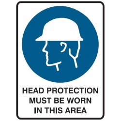 Head Protection Must Be Worn Sign - Click for more info