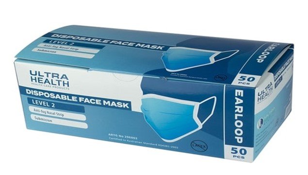 Surgical Mask 3 Ply Level 2 Sub Micron (50 Pieces/Pack) - Click for more info